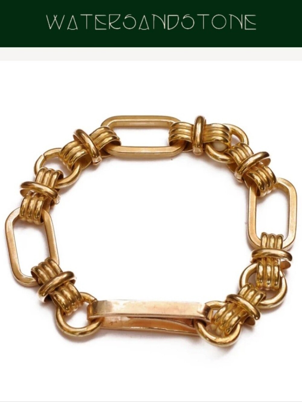 Watersandstone Brass Chain Link "CATCH" bracelet